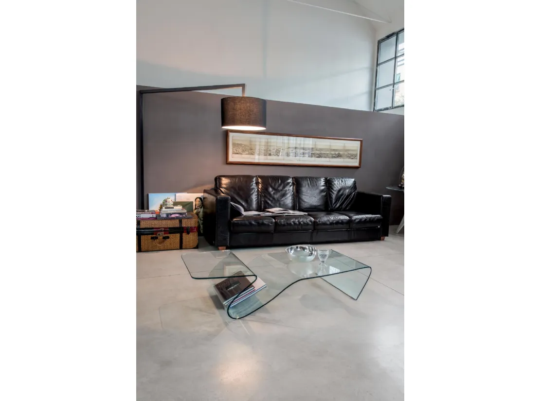 Tavolino di design in vetro trasparente curvato Alaric di Tonin Casa